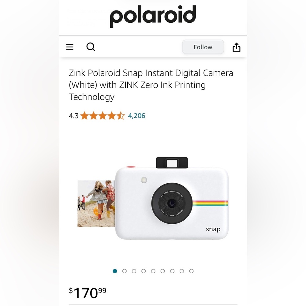 Zink Polaroid Snap Instant Digital Camera with ZINK Zero Ink Printing Technology
